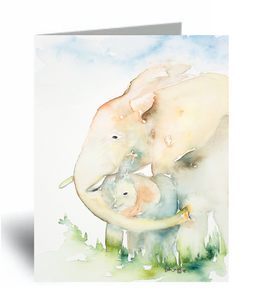 "Daddy & Baby Elephant" Blank Card 10 Pack