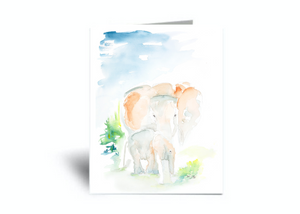 "Mama & Baby Elephant" Blank Card Ten Pack
